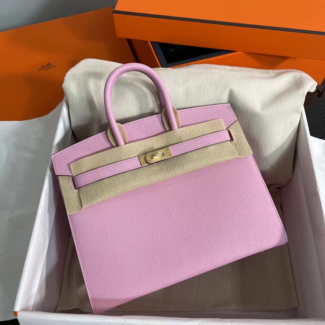 Hermes Birkin 25CM Epsom Leather Handbag Pink Purple 